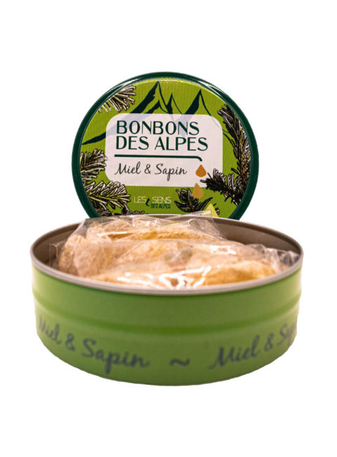 Boîte de bonbons des Alpes au miel et sapin 70g