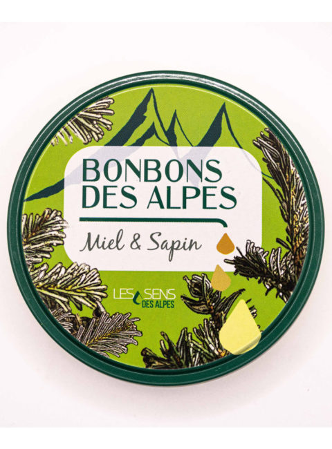 Boîte de bonbons des Alpes au miel et sapin 70g