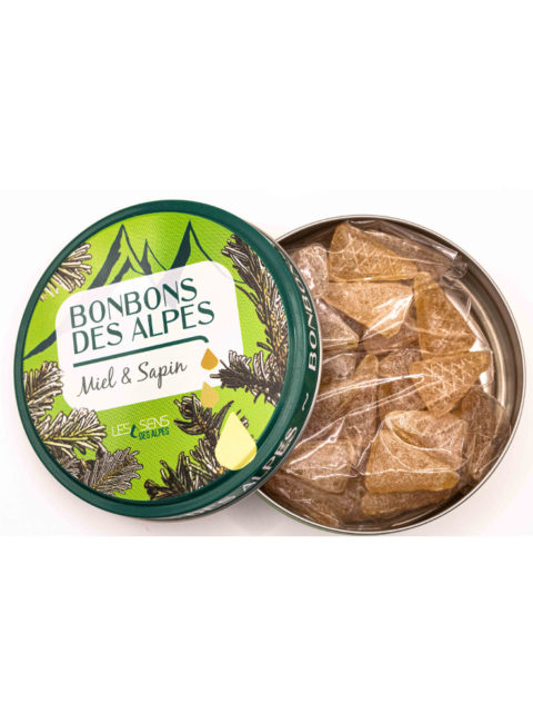 Boîte de bonbons des Alpes au miel et sapin 70g