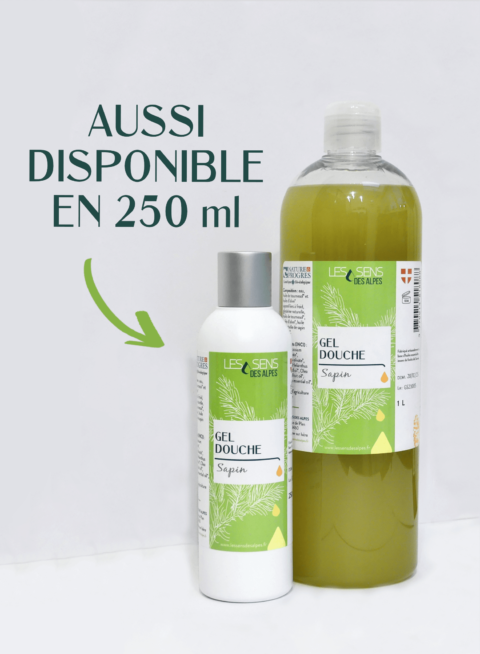 petit et grand flacon du gel douche bio au sapin