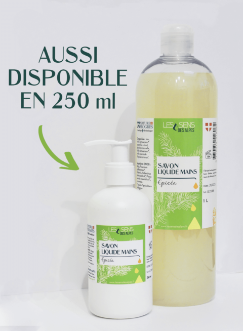 Flacons de 250ml et 1 litre de Savon Liquide Epicea Bio